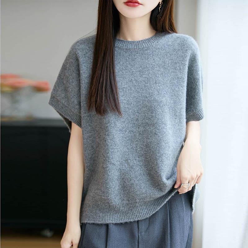 Women's 100% Wool Loose Knit Vest - Round Neck, Autumn/Winter