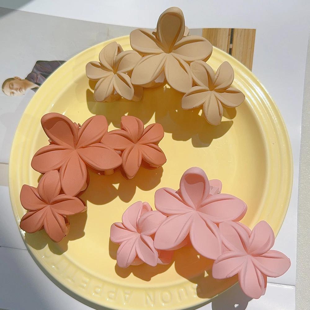 Korean Fashion Gradient 12cm Flower Hair Clip For Women Sweet Hairpins Hair Claws Crab Clamp Barrettes Hawaiian Hair Accessories