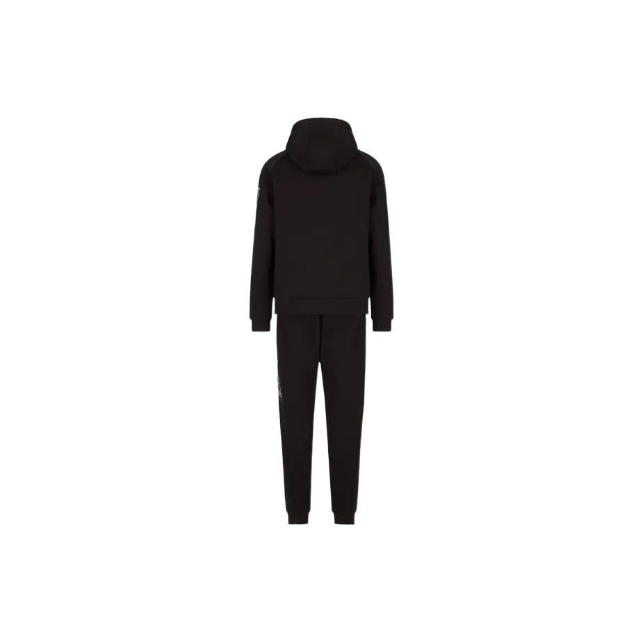 Emporio Armani EA7 Letter And Number Print Hooded Zip Long Sleeve Cuffed Casual Sports Set Men Sets Black 6LPV66-PJ07Z-0200