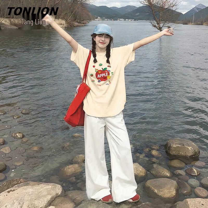TonLion Women's Pure Cotton Short Sleeve T-Shirt