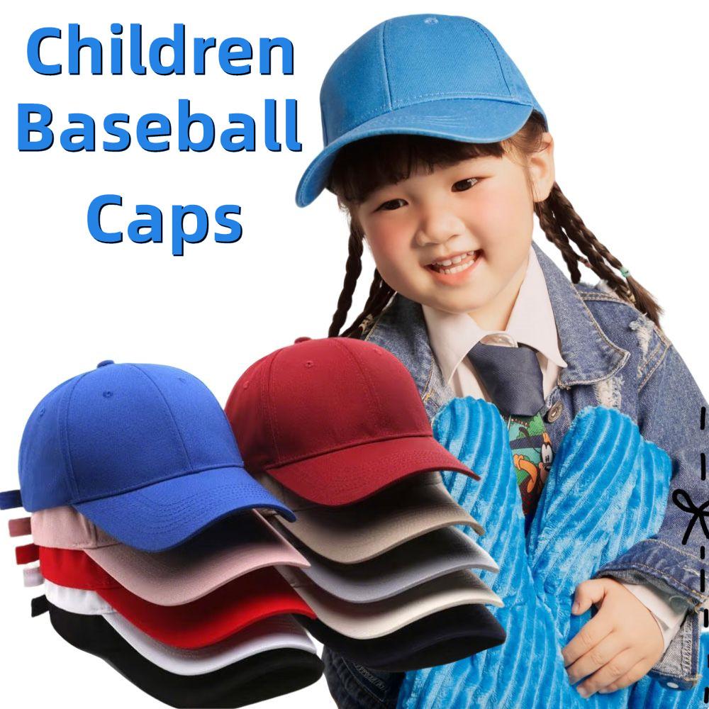 Summer Children Peaked Caps Casual Plain Baseball Cap Adjustable Hats Boy Girl Simple Solid Color Snapback Hats Unisex Sun Hat