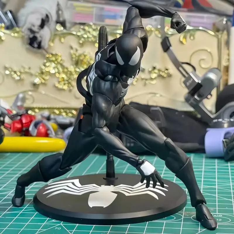 High Quality Black Suit Neighbor Symbiote Spider Man Black Venom Battle Suit Joint Movable Figurine Messtoy Model Gift