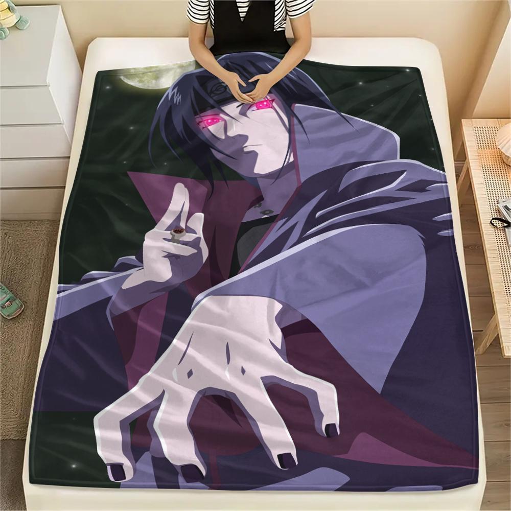 Naruto Anime Itachi Uchiha Pattern Flannel Blanket, High Quality Comfortable for All Seasons, Home Decor, Warmth and Comfort, Perfect for Gifts.