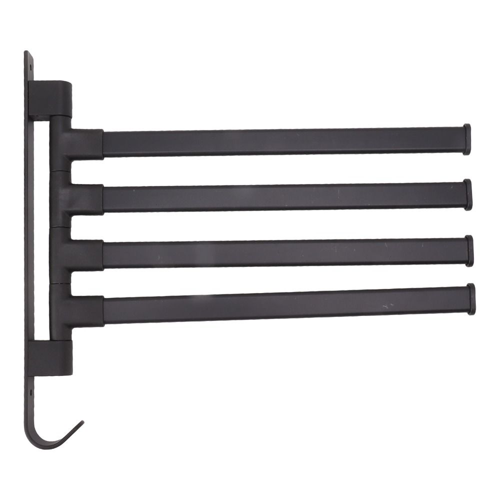 Black Swivel Towel Rack Aluminum Towel Holder Swing Arm Towel Rack  Bathroom Kitchen Laundry Room