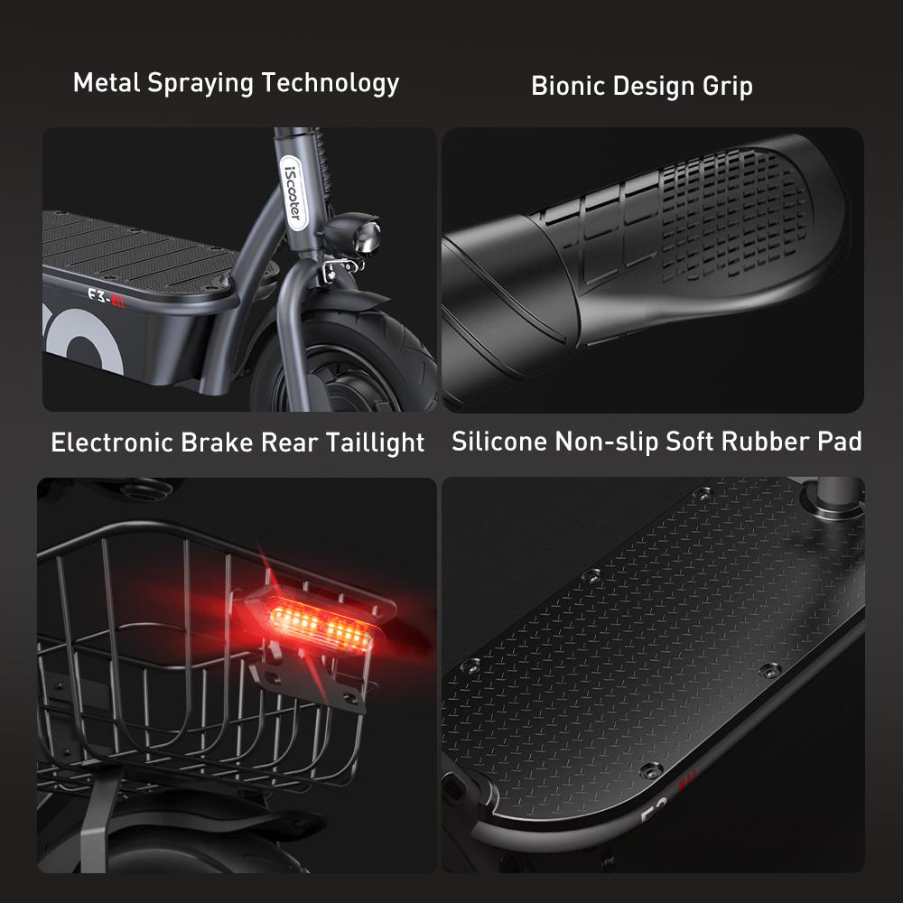 iScooter Electric Scooter F3 Adult Shopping Scooter 1000W 45km/h 10 Inch Folding Lightweight with Seat and Basket