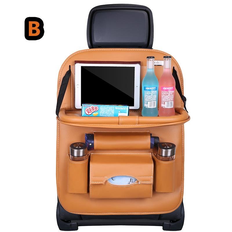 Car Seat Back Organizer with Foldable Table Tray Multi-functional Storage Organizer Pockets Kick Mats Seat Interior Accessories