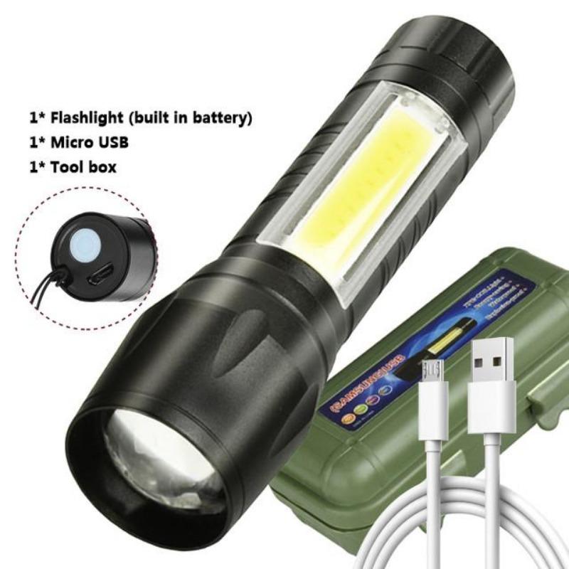 Portable Rechargeable Zoom LED Flashlight Flash Light Torch Lantern 3 Lighting Modes Camping Light Mini Led Flashlight