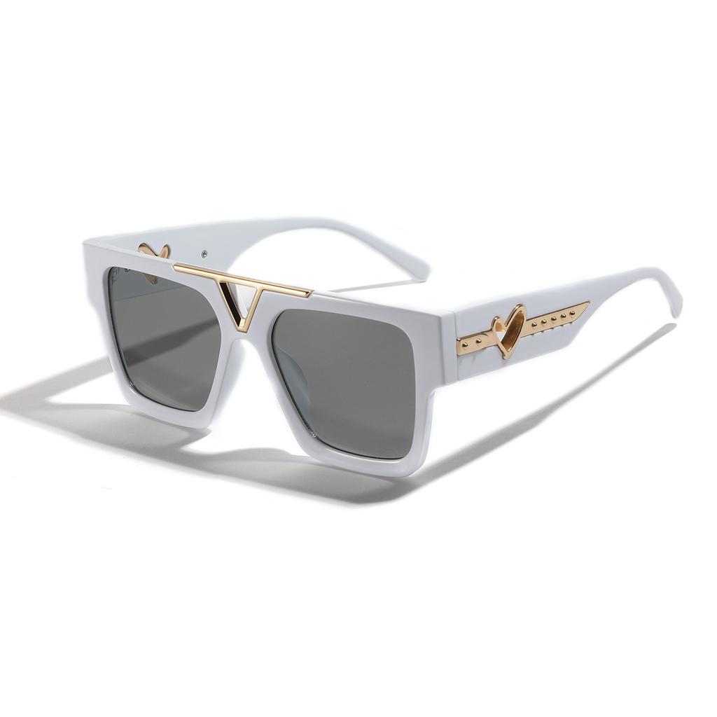 Glasses Love Legs Square Large Frame Semi-Metal Sunglasses Men'S Face Covering Versatile Sunglasses Women'S Personality