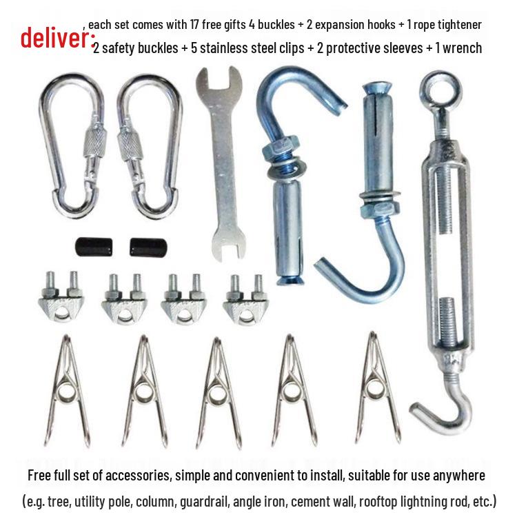 Punch-Free Indoor/Outdoor Steel Clothesline for Drying Quilts & Clothes