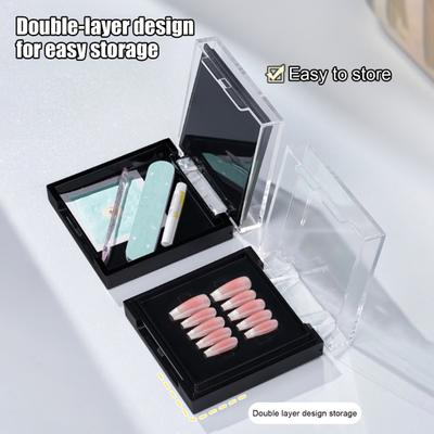 Acryl Doppelschicht Leere Press-on Nägel Verpackungsbox Transparenter Deckel Nagel Display Box Nagelspitzen Aufbewahrungsbox für Zuhause Nagelkunst Organizer Behälter