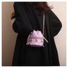 Stitching Rhombus Faux Leather Bucket Bag Fashionable Mini Shoulder Chain Purse for Women