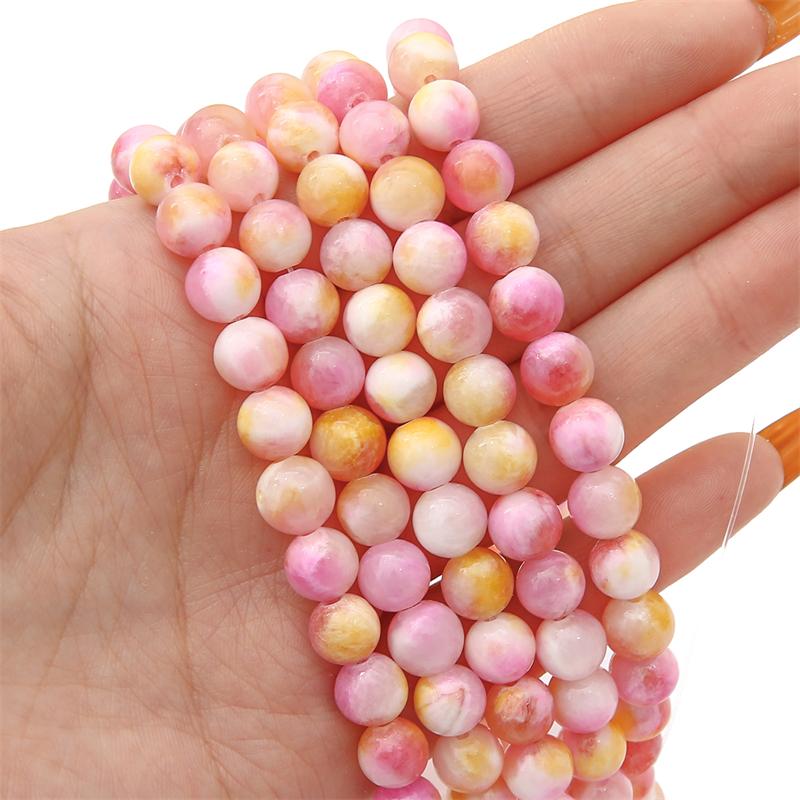 

Натуральные цветные круглые бусины, свободные круглые бусины для изготовления ювелирных изделий, браслет, ожерелье, серьги, аксессуары 10mm 10pcs розовый