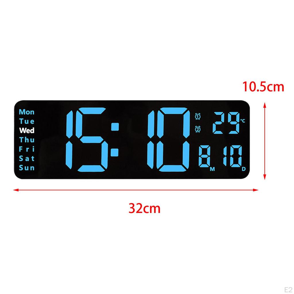 LED Electronic Clock with Time Date Week Temperature Display Silent for Cafe