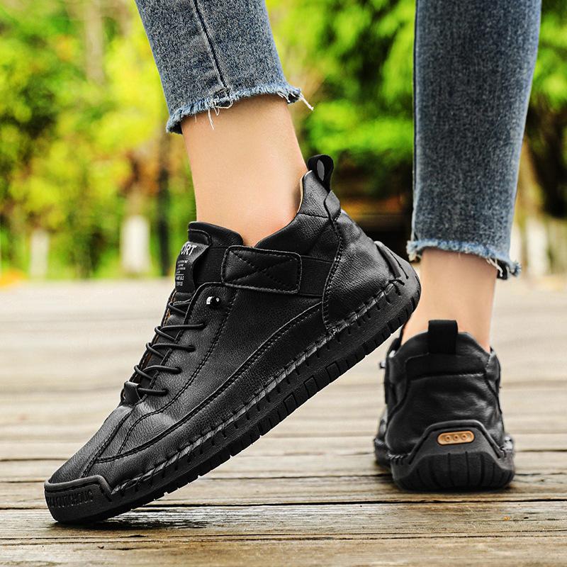 2025 Popular Hand-stitched Women's Shoes Beef Tendon Soft-soled Mother Shoes Autumn and Winter Flat-soled Single Shoes Casual Shoes