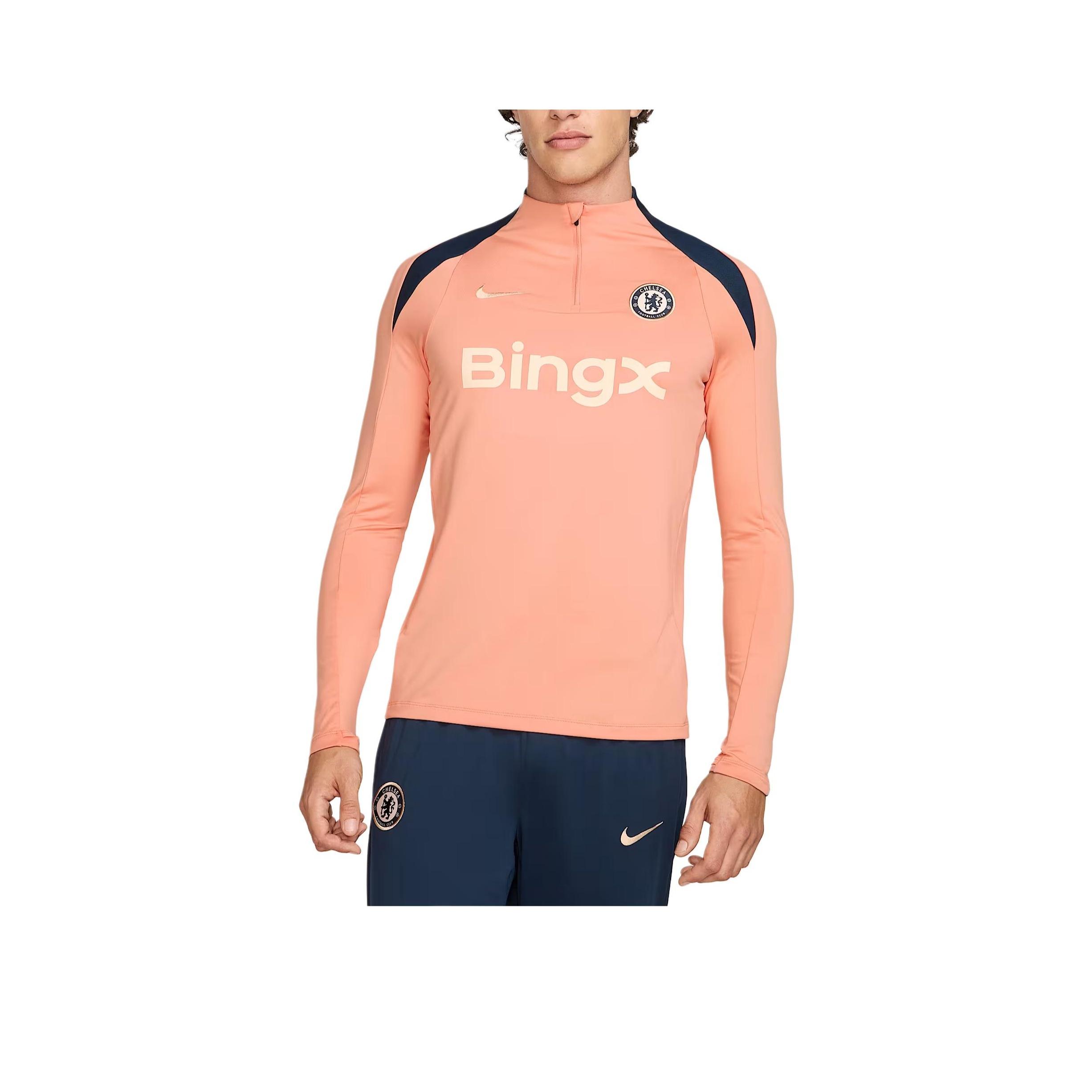 Nike Slim Fit Stand Collar Long Sleeve T-Shirt Men Tops Light-Orange HJ3393-845 M