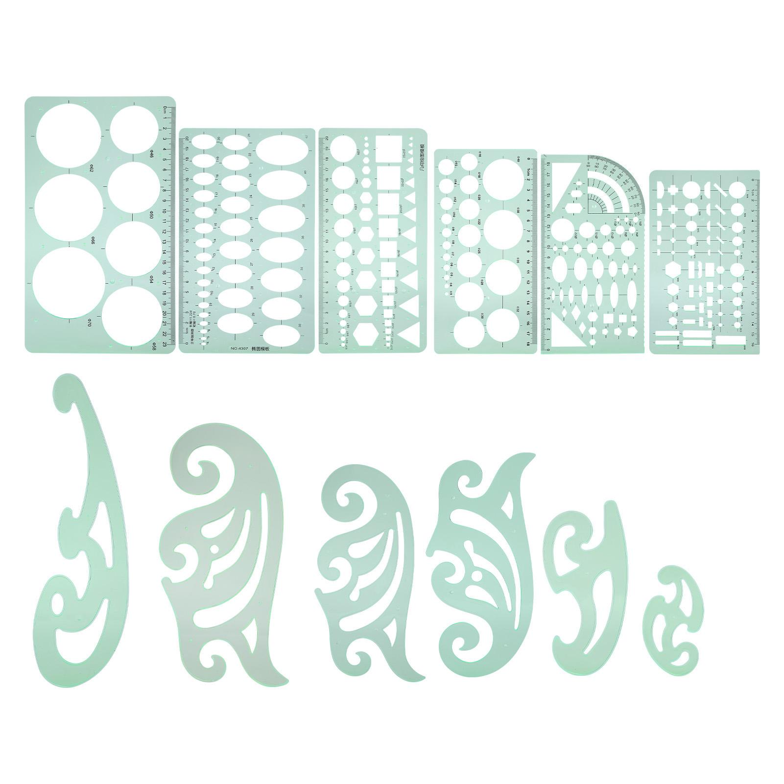 

12 шт. шаблон для чертежа многофункциональный измерительный геометрический пластиковый чертеж линейка принадлежности для дизайна