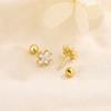 Premium Sense Flower Ear Bone Studs Female Screw Screw Clasp Sleep Free Picking New Four Leaf Clover Earrings