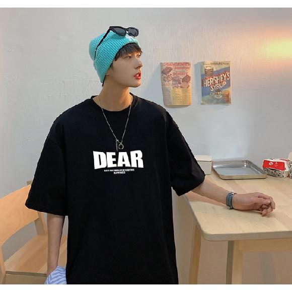 Men Short Sleeve T-Shirts Letter Graphic Print Half Sleeve Tshirts Pullover T-shirt Casual Tee Man Korean Casual Round Neck Retro Tops For