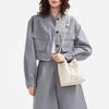 Charles & Keith Minimalist Drawstring Soft Bucket Bag Embossed Leather Women Shoulder Bag Beige Black Gray CK2-10271282