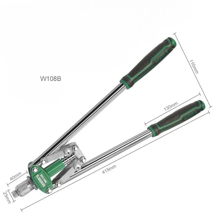 Manual Rivet Gun Set with 16 Sizes of Rivet Heads, Heavy-duty One-handed Rivet Gun Tool for Metal, Plastic and Leather