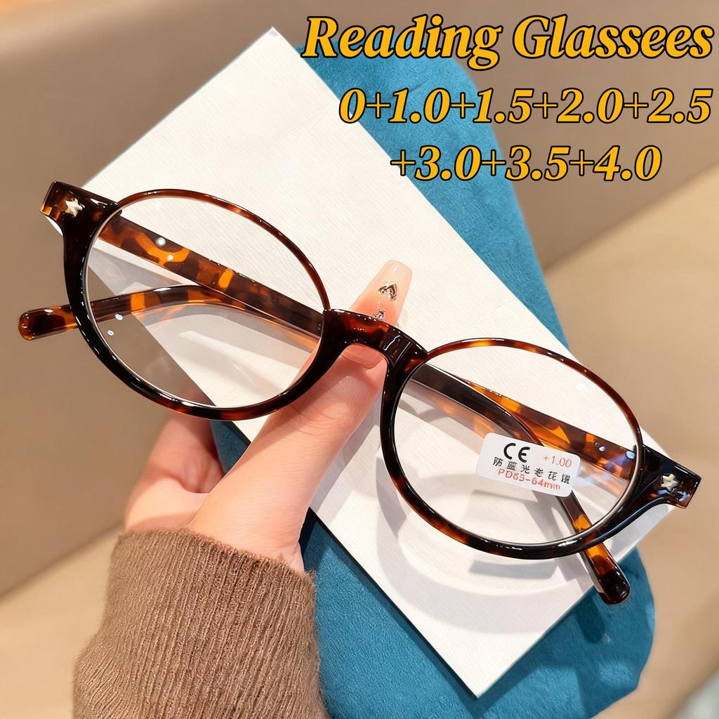 Korean-style Small Oval Small Frame Reading Glasses Retro Half Frame Blue Light Protection Presbyopia Glasses for Male Female