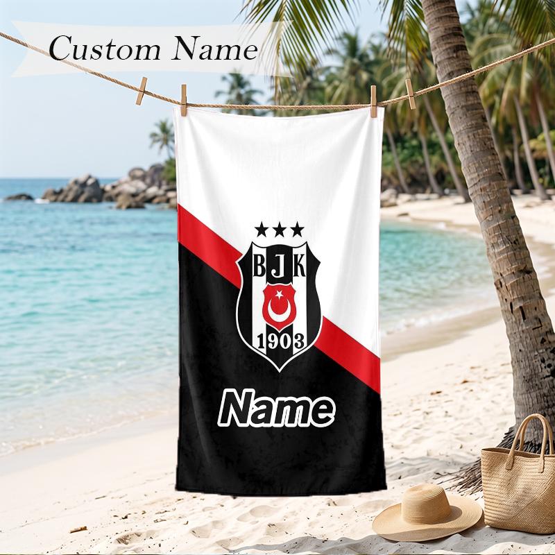 BJK FC Custom Name Printed Beach Towel Personalized Soft Towel For Swimming Beach Travel