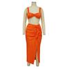 2023 European & American Pleated Backless Camisole and Ruched Skirt Set