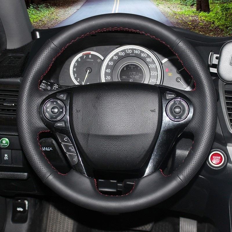 

Car Steering Wheel Cover Microfiber Leather For Honda Accord 9 2013-2017 Crosstour 2013-2015 Car Interior Car Styling Pink Thread