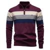 Fashion Foreign Trade Autumn And Winter Men'S Clothing Half Zipper Men'S Sweater Pullover Striped Splicing Knitted Sweater