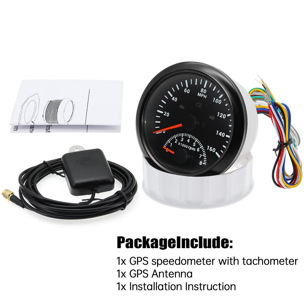 Waterproof 85mm GPS Speedometer Tachometer 0-8000 RPM 7 Colors Backlight Turn Signal Light For Marine Boat Car Universal 12V24V