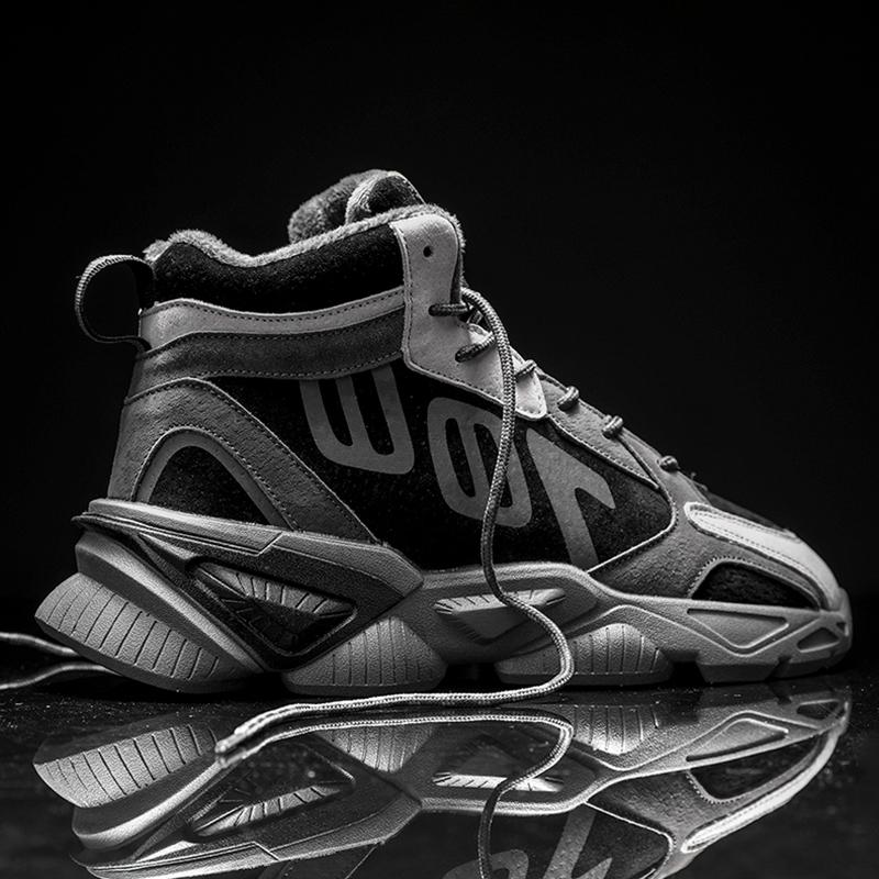 Buy Autumn and Winter New Hightop Men's Dad Shoes Plus Fleece Warm