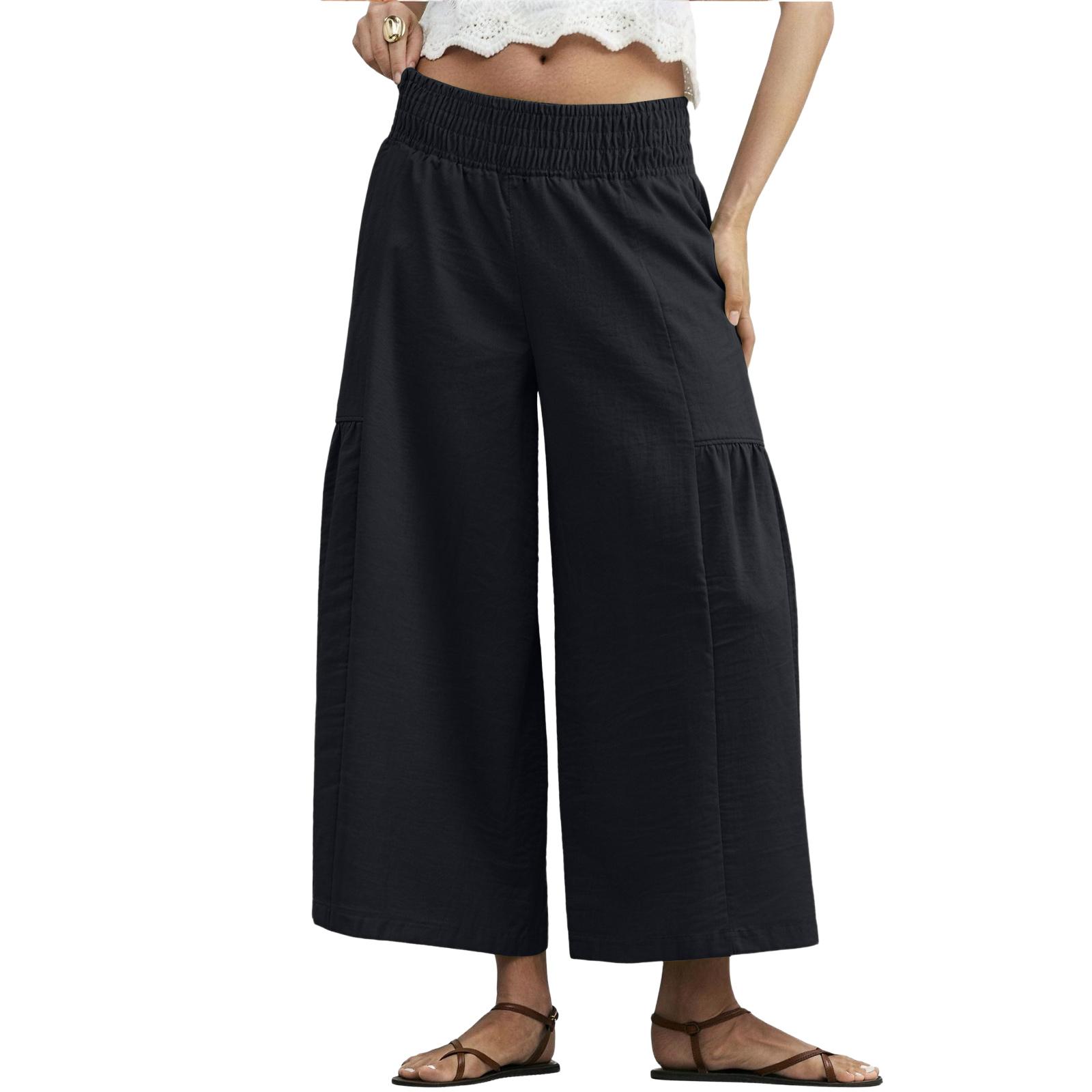 Women s Fashionable Loose-fitting Casual Wide-leg Pants With Pockets XXL