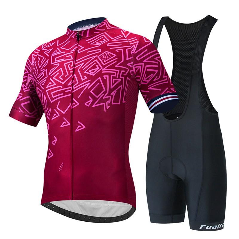 Mens Mountain Bike Cycling Jersey Bib Shorts Set Breathable Quick-Dry Sportswear Outdoor Riding