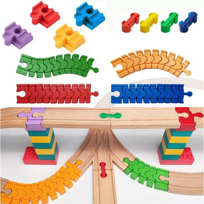 Wooden Train Track Accessories Colorful Flexible Track Train Track Connector Compatible with All Major Brands Wood Track