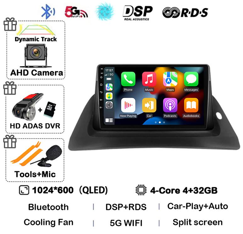 Android 14 Carplay Auto 4G+WIFI For Renault Kangoo 2009-2012 2015 2016 2017 2018 Car Radio Multimedia Stereo Video Player GPS BT