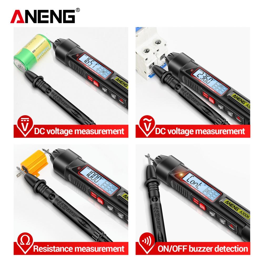 New ANENG A3006 Pen Multimeter Mini Digital 4000 Counts Professional AC/DC Voltage Ohm Diode Capacitance Resistance NCV Test Tool with Digital Display