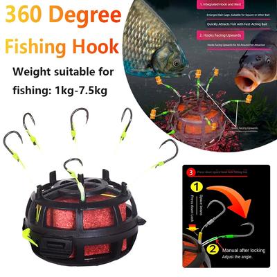 Gancio Stringa Gabbia per Esca da Pesca 6 Ganci Gruppo Filo in Acciaio al Carbonio Piombo Alimentatore Nuovo Design Forma Quadrata Esca Gabbia a Molla per Esca da Pesca