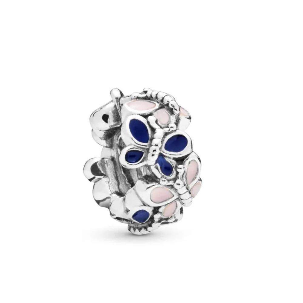 New Shining Zircon Love Heart Spacer Bead 925Silver Pendant for DIY Bracelet Flower Charm Women Jewelry Making