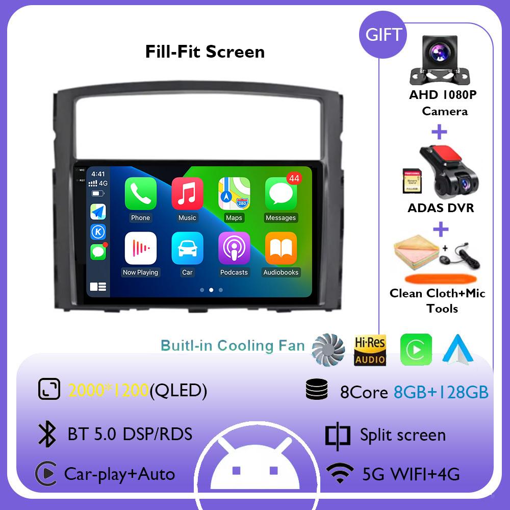9" For Mitsubishi Pajero 4 V80 V90 2006 - 2014 Android 14 Car Radio Stereo Wireless Carplay Auto Multimedia Player GPS 4G+WIFI