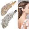 Hair Clip Shiny Feather Shape Alloy Rhinestone Hair Barrette for Dating