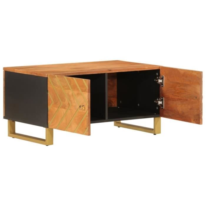VidaXL Table basse marron et noir 80x50x40 cm bois de massif manguier 356788