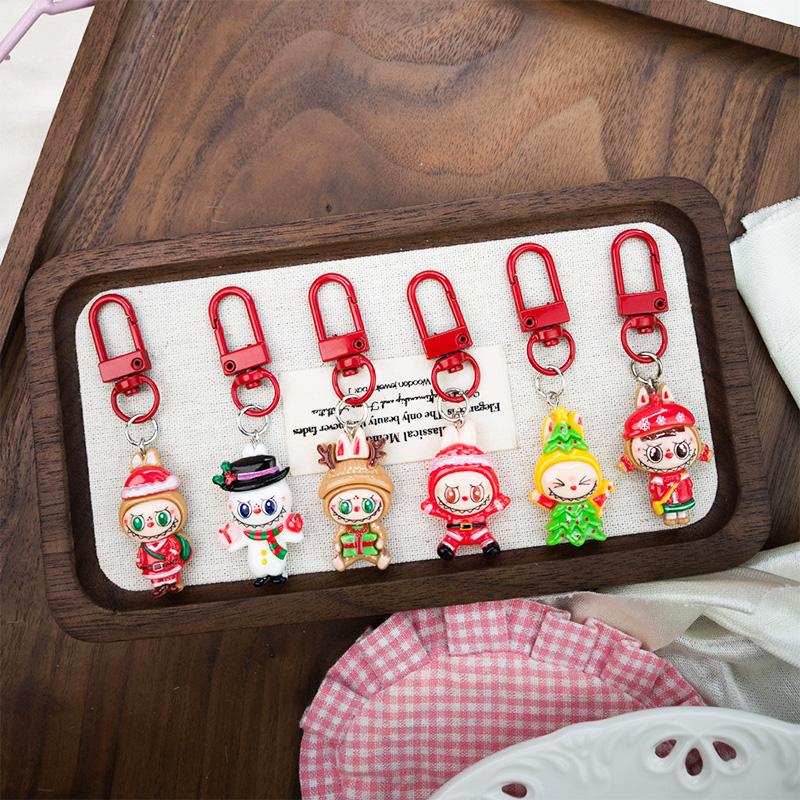 1/6Pcs Key Chains Hanging Cartoon Pendant Cute Backpack Pendant Christmas Gift Christmas Series Rabbit Keychain