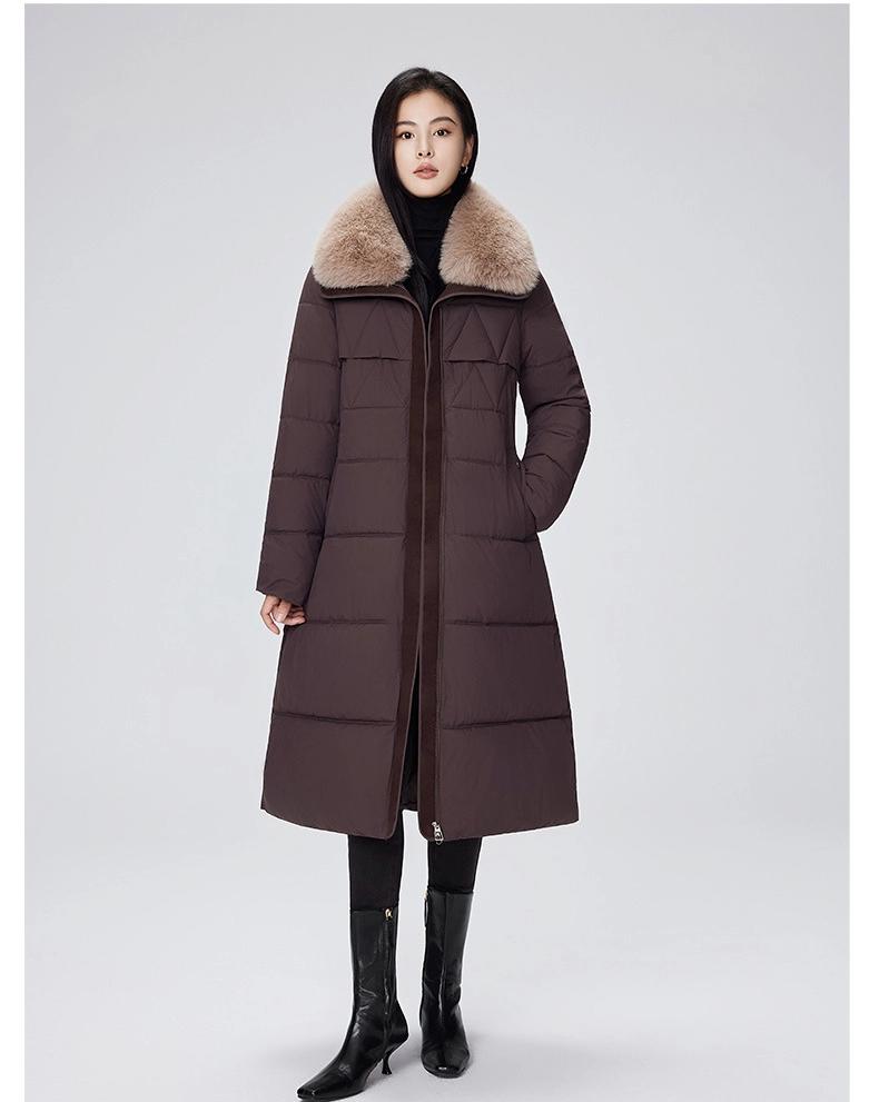 Women’s Long Fur Lapel Windproof Thicken Warm Winter Jacket