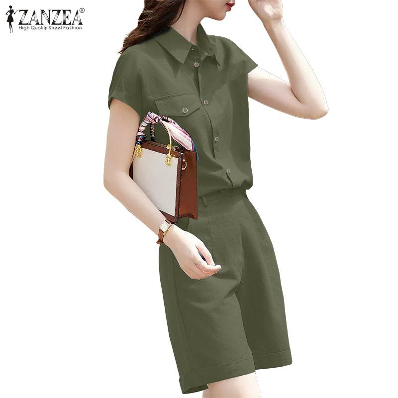

ZANZEA Women Casual Turn Down Collar Summer Short Jumpsuits Overalls S Темно-синій