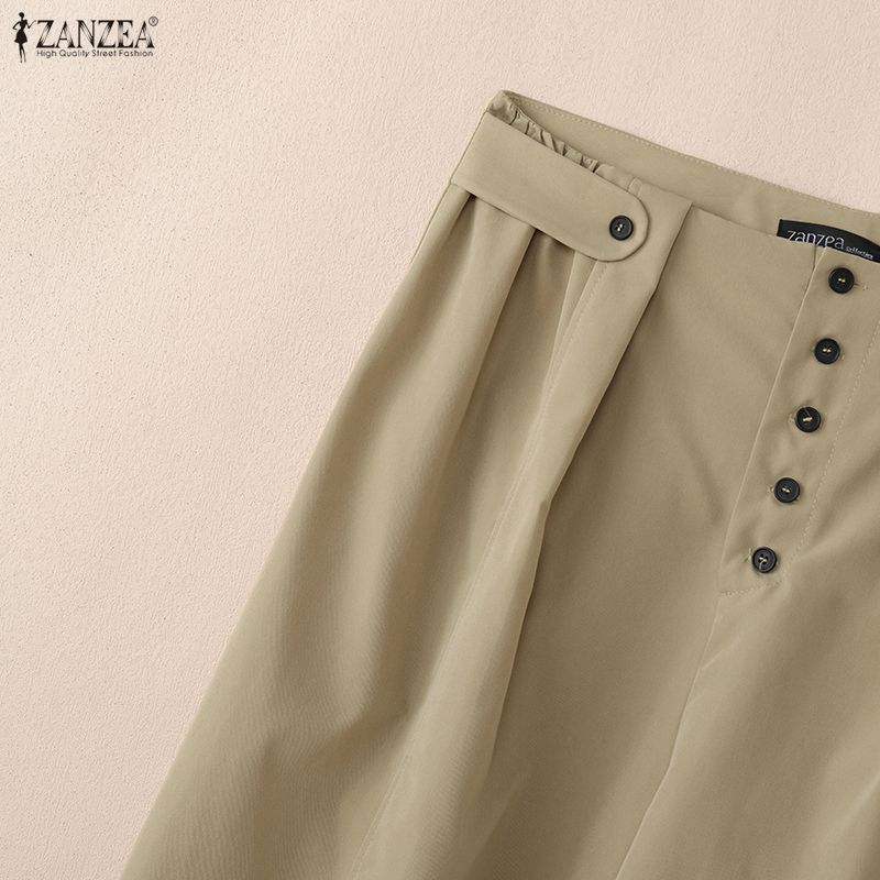 ZANZEA Women Daily Casual Solid Color Loose Long Pants