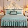 3PCS/Set Home Bedroom Textile Princess Lace Quilted Bedcover Bedspread Polyester Cotton Luxury Bed Cover Skirts