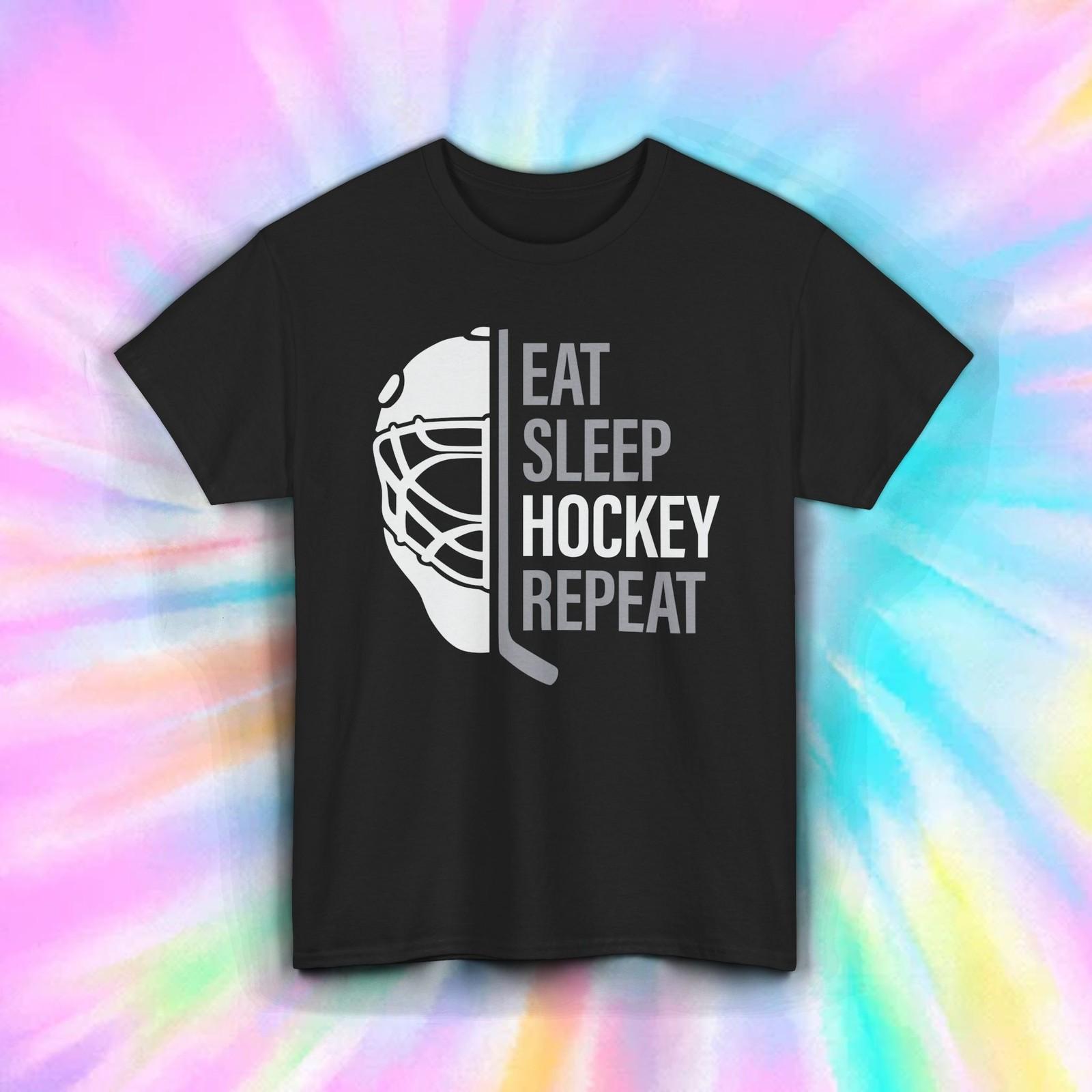 Eat Sleep Hockey Shirt | Funny Hockey Lover Ice Rink Sports Gift Fan Tee S–5XL XXL