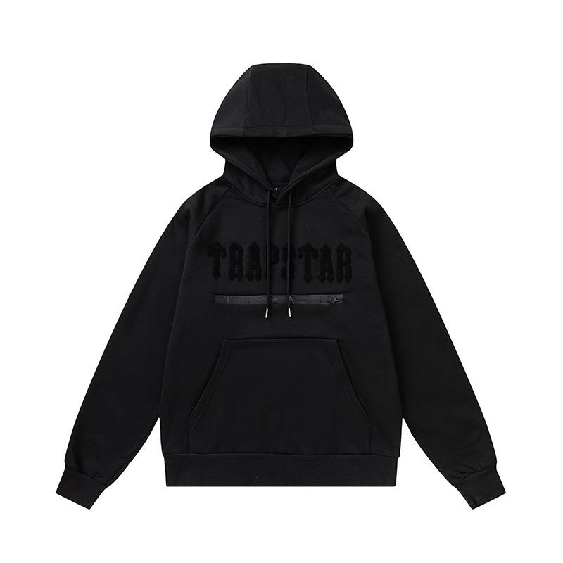 Foreign trade new rainbow color matching letter embroidery velvet loose hooded sweater casual trousers set men and women the same style