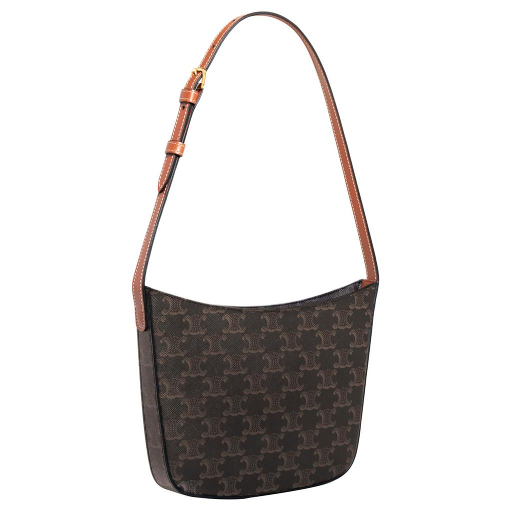 Celine Croque Monogram Zip Closure Leather Tote Shoulder Bag Medium Women Bags Brown 112272CUZ-04LU