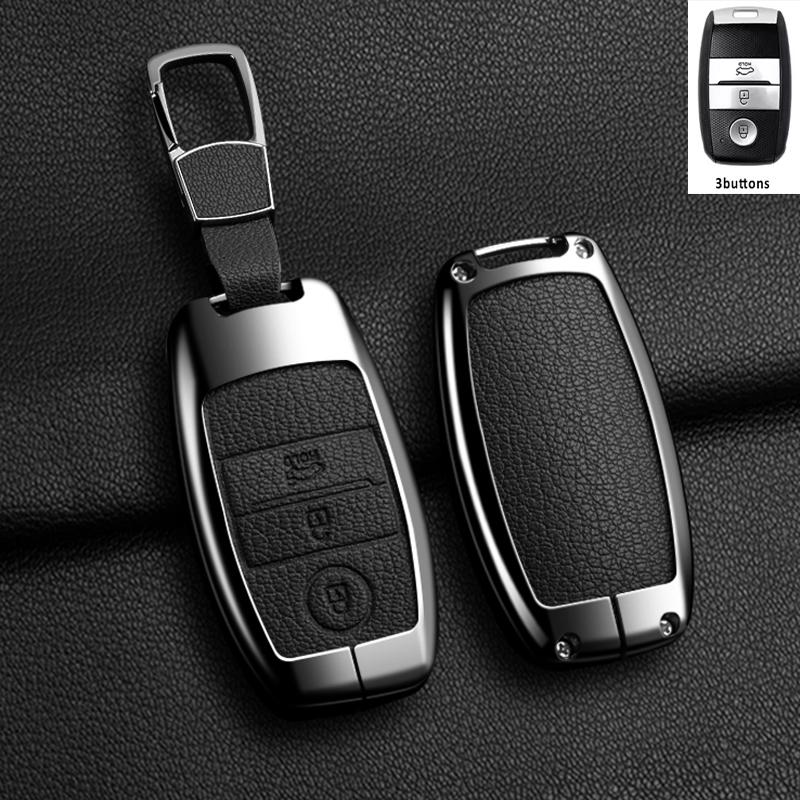 Zinc Alloy Leather Auto Shell Fob For Kia Optima Sorento Niro Soul Car Key Cover Case Holder For Kia KX3 KX5 K3S RIO Ceed Cerato